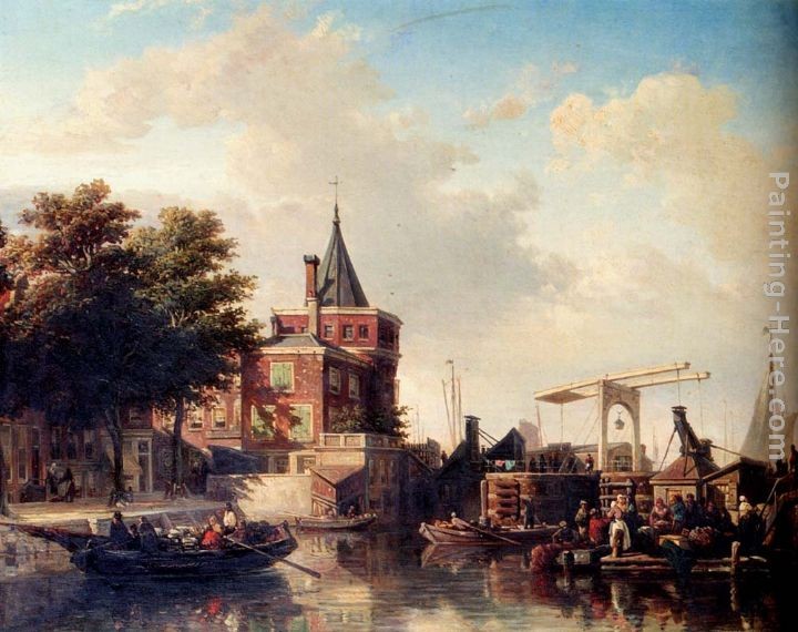 Elias Pieter van Bommel View Of The_Schreierstoren, Amsterdam, In Summer